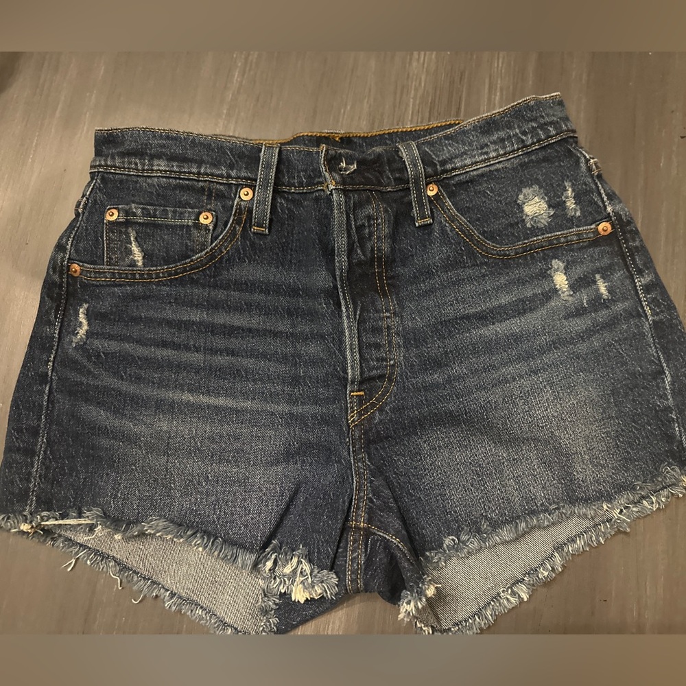 Levi’s  501 Slightly distressed denim shorts